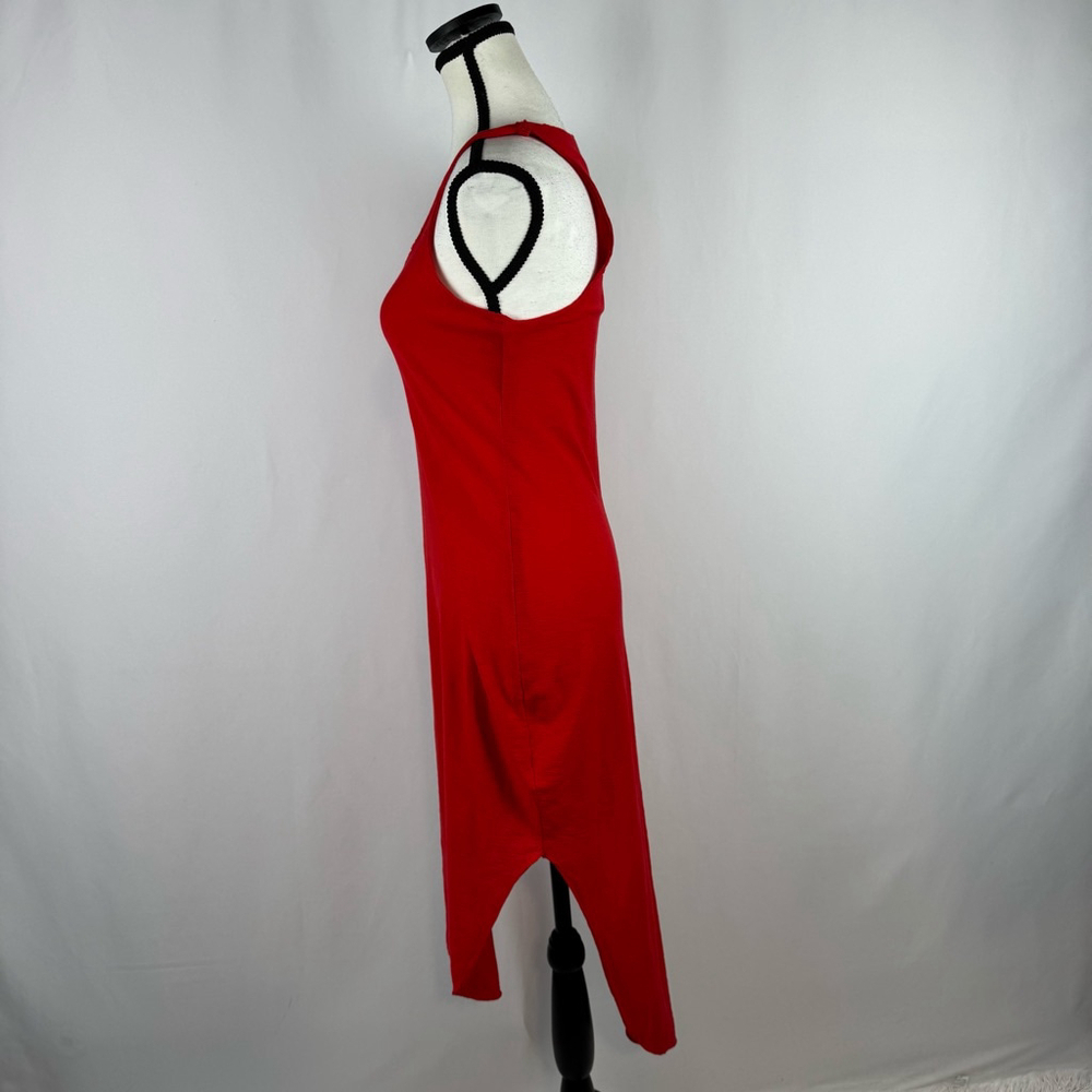 Nation LTD Tank Dress S Red Scoop Neck Sleeveless Midi Hi Low Summer Pima Cotton - Picture 3 of 10